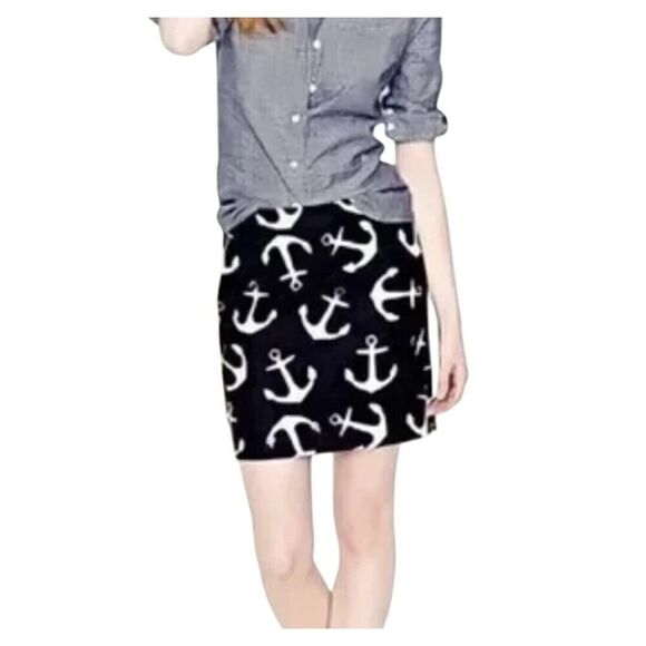 J. Crew Womens Size 00 Skirt Nautical Anchor Sailing Boating Mini Lined Pockets - Picture 1 of 5